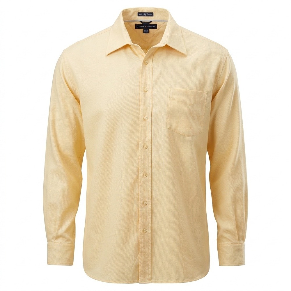Tommy Hilfiger Mens XXL Yellow Striped 80s 2 Ply Fabric Button Down Shirt